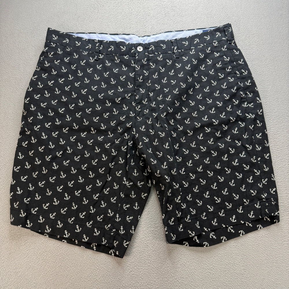 Polo Ralph Lauren Classic Fit Shorts Mens 38 Black Linen Cotton Anchor Nautical